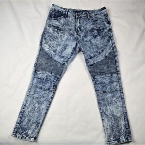 Rue 21 Premium Men's Supreme Flex Denim Moto Biker Jeans Actual Size 35 X 29